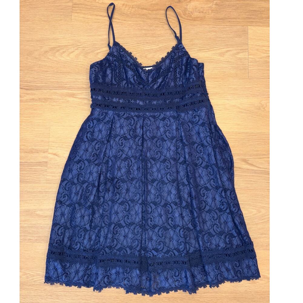 NSR navy blue lace sleeveless womens mini dress size Large